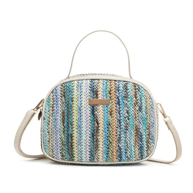 Rattan Knitting Women Straw Bag Beach Summer Chain Small Purse and Handbag Female Shoulder Crossbody Bags Travel Design Flap Bag