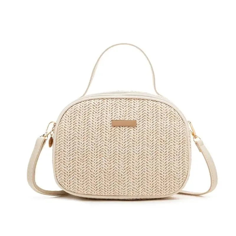Rattan Knitting Women Straw Bag Beach Summer Chain Small Purse and Handbag Female Shoulder Crossbody Bags Travel Design Flap Bag