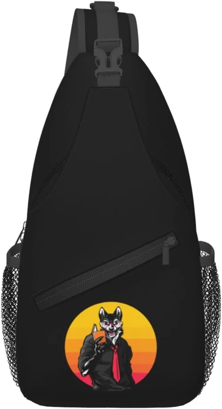 Read The Book Cool Wolf Crossbody Bags For Women Men Chest Backpack Gym Shoulder Bag Travel Outdoor Sports Casual Crossbody Bags