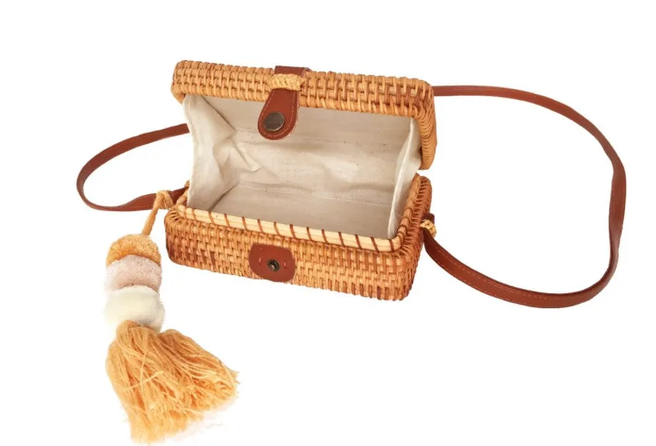 Rectangular Rattan Crossbody