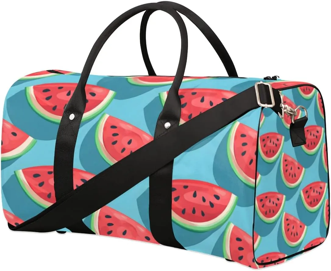 Red Watermelon Fruit Travel Duffel bag for Men Women Weekender Overnight Bag Gym Bag Carry On Luggage Bags for Yoga Workout Sports