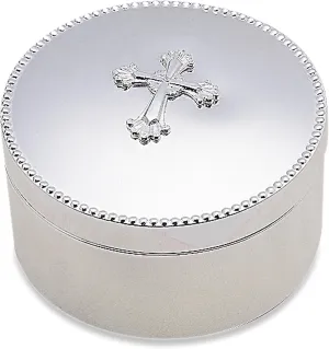 Reed & Barton Abbey Cross Silverplate Keepsake Box, 0.85 LB, Metallic