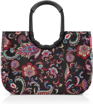 reisenthel Loopshopper L - Sturdy Bag with Practical Compartments Made from Recycled PET Bottles - Charming and Water-Repellent Design Gold, Frame Paisley Black, One Size, Sport