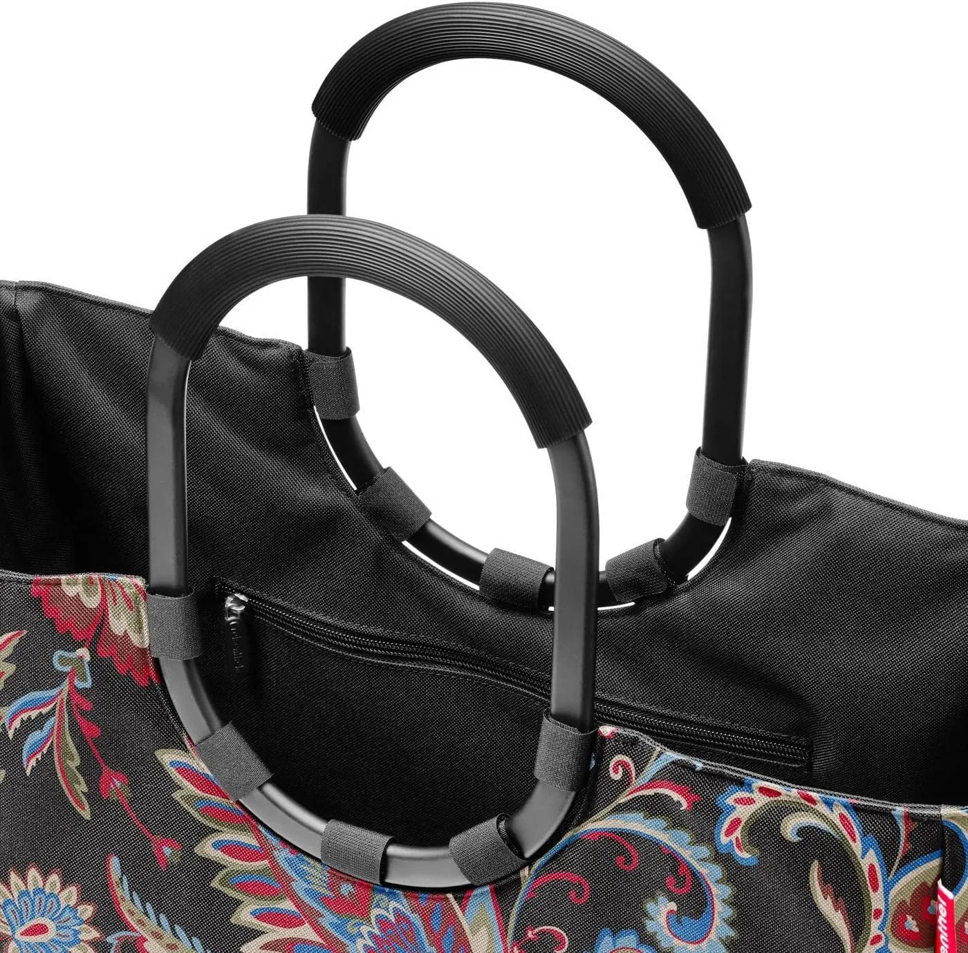 reisenthel Loopshopper L - Sturdy Bag with Practical Compartments Made from Recycled PET Bottles - Charming and Water-Repellent Design Gold, Frame Paisley Black, One Size, Sport