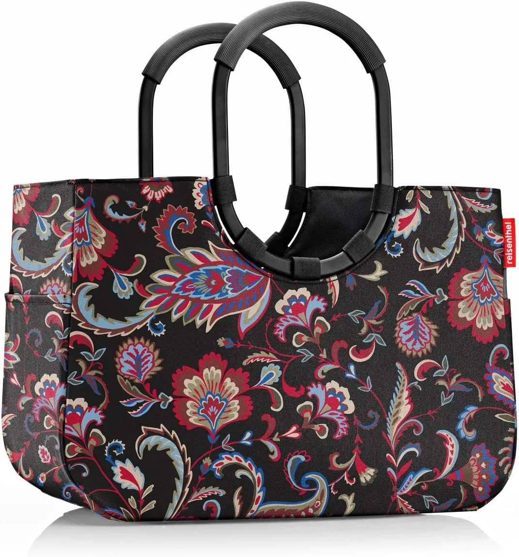 reisenthel Loopshopper L - Sturdy Bag with Practical Compartments Made from Recycled PET Bottles - Charming and Water-Repellent Design Gold, Frame Paisley Black, One Size, Sport