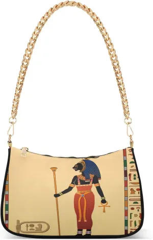 Religion Of Ancient Egypt Shoulder Handbags for Women Travel Hobo Tote Handbag Women Gold Chain Shoulder Bags Purse with Zipper Closure