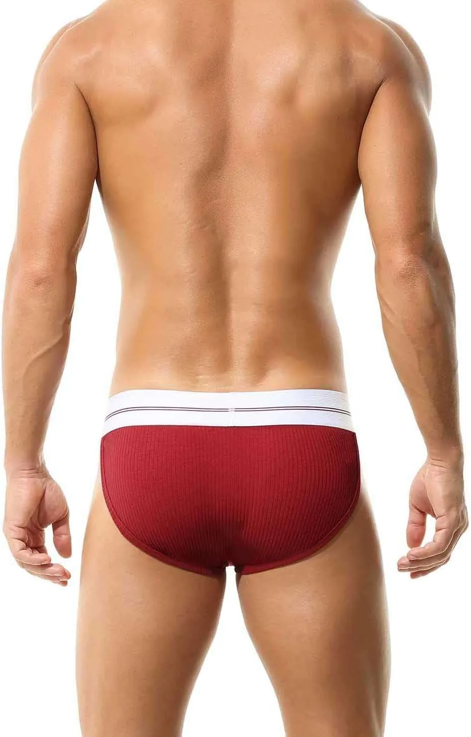 Retro Tanga Brief 100% Rib Cotton Men's Briefs 2'' Waistband Elastic Band Mens Underwear