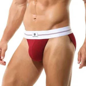 Retro Tanga Brief 100% Rib Cotton Men's Briefs 2'' Waistband Elastic Band Mens Underwear