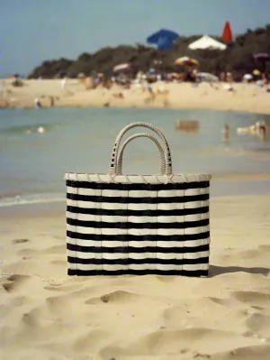 Retro-Travel Tote: Black & Natural
