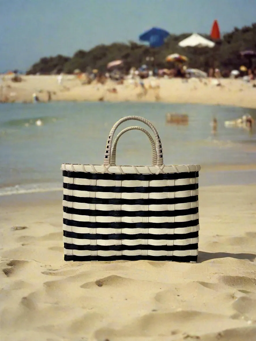 Retro-Travel Tote: Black & Natural