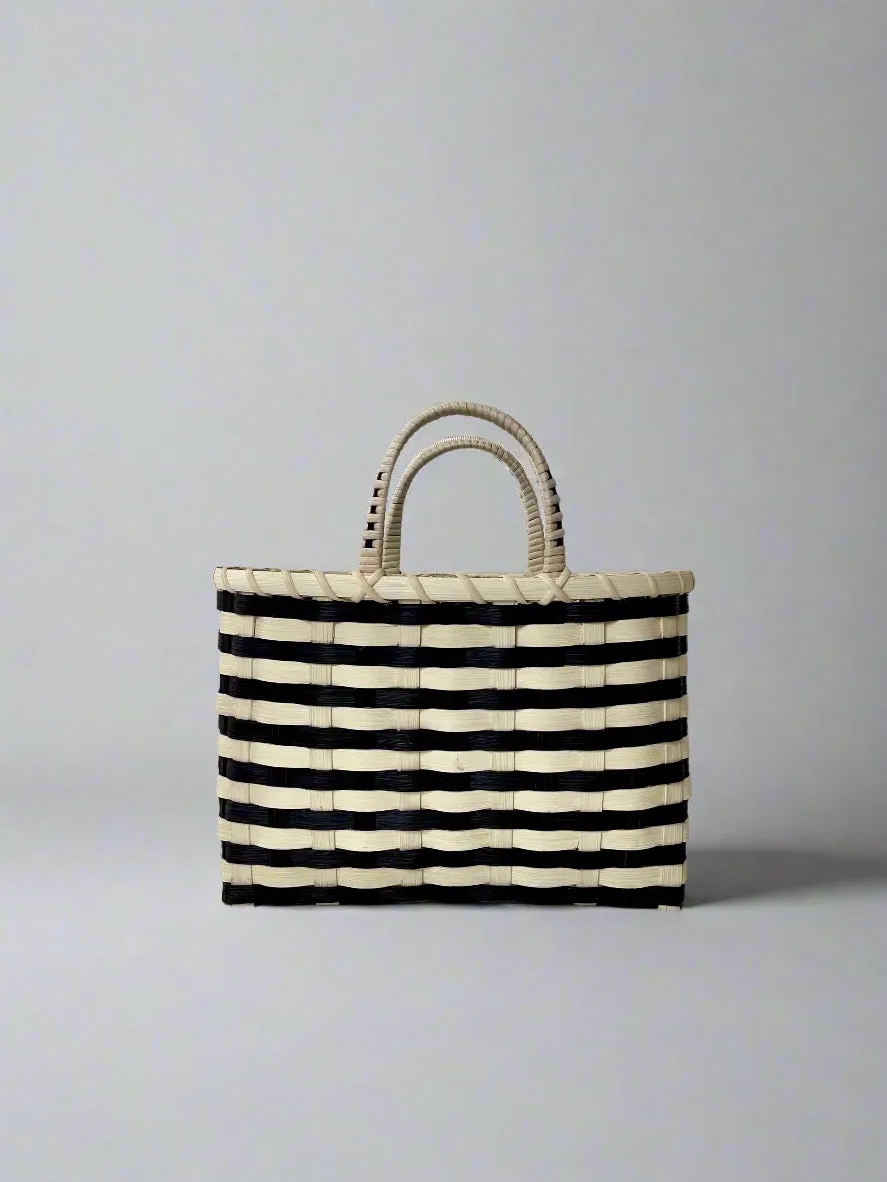 Retro-Travel Tote: Black & Natural