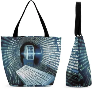 Reusable Shopping Bags for Women Large Grocery Bags Travel Tote Bags Computer Technology Shoulder Bag for Work