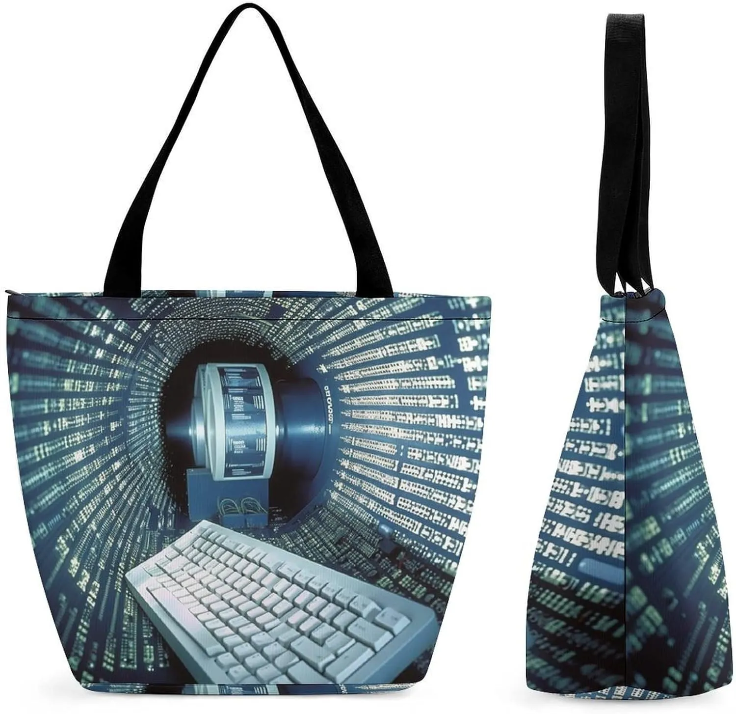 Reusable Shopping Bags for Women Large Grocery Bags Travel Tote Bags Computer Technology Shoulder Bag for Work