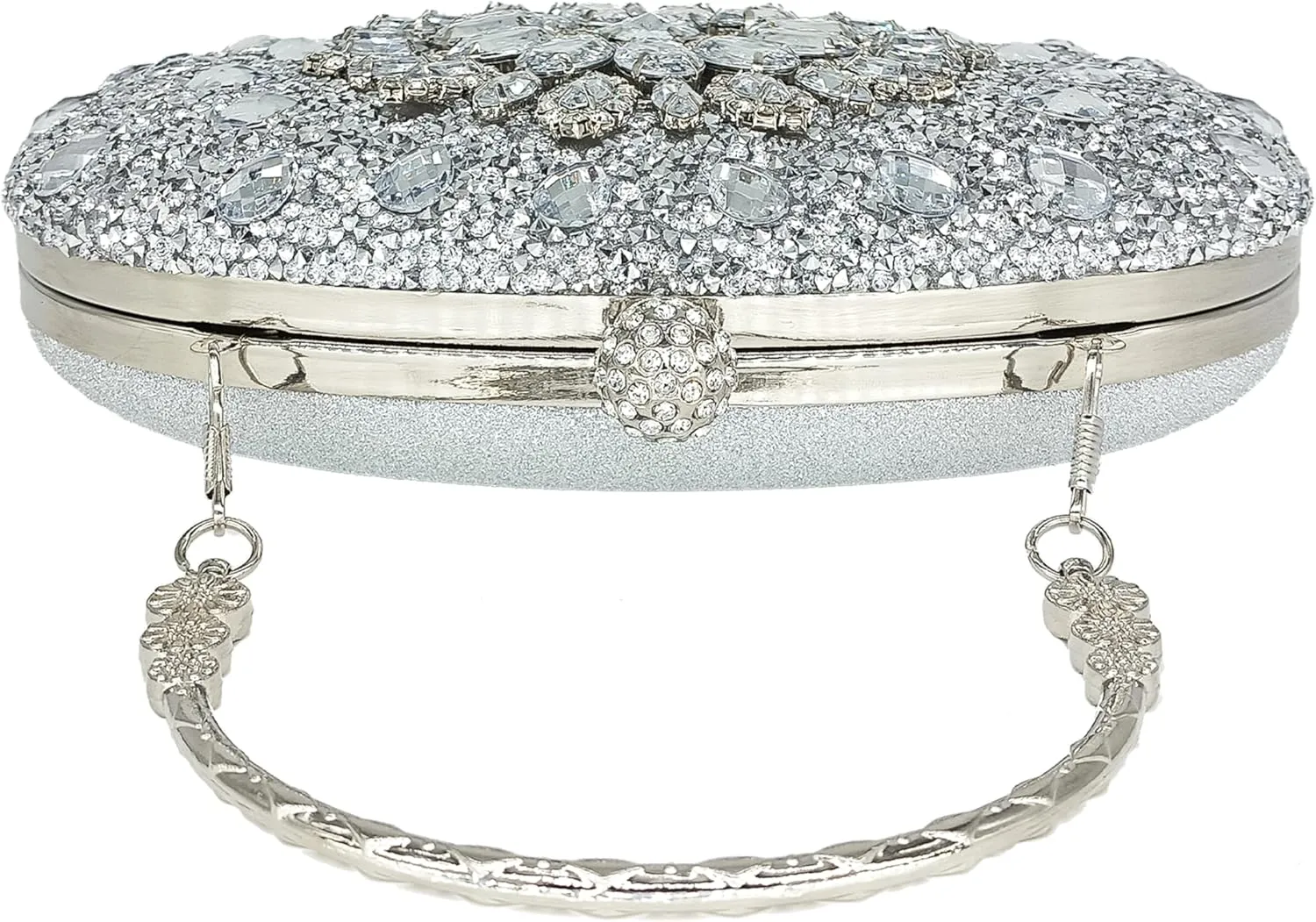 Rhinestone Clutch Purses for Women Evening Wedding Formal - Round Pearl Clasp Handbag - Crystal Diamond Bag