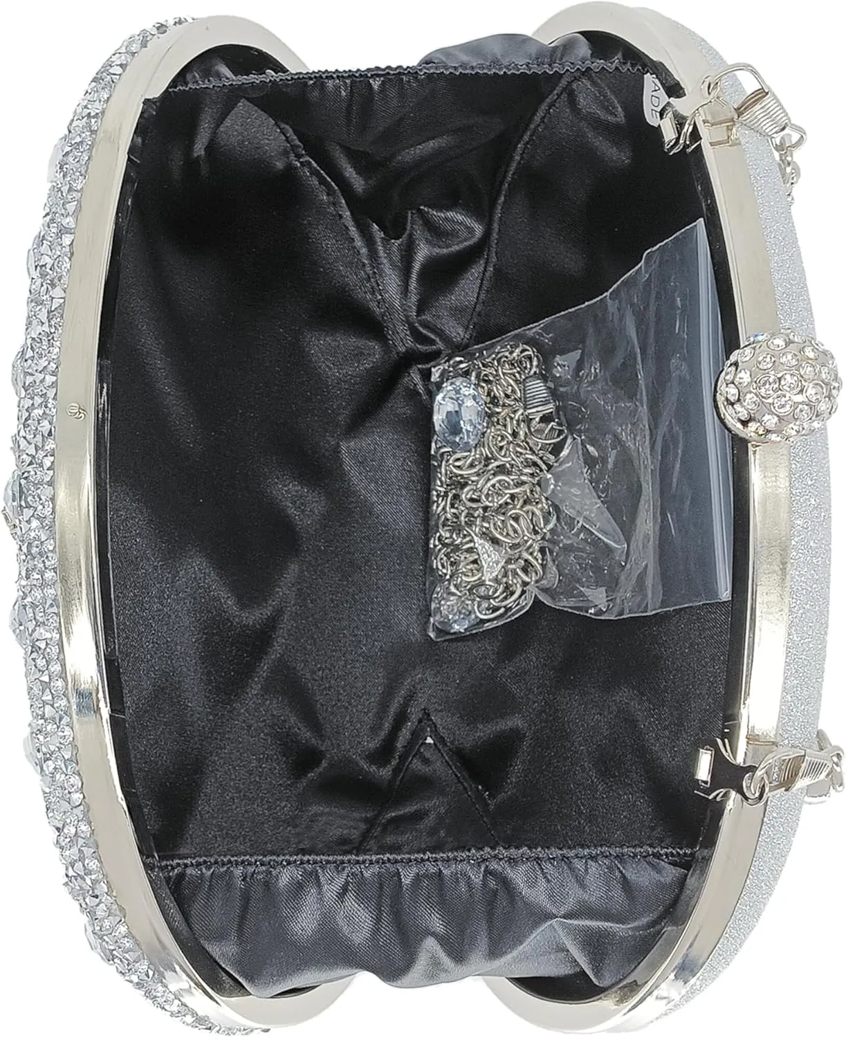 Rhinestone Clutch Purses for Women Evening Wedding Formal - Round Pearl Clasp Handbag - Crystal Diamond Bag