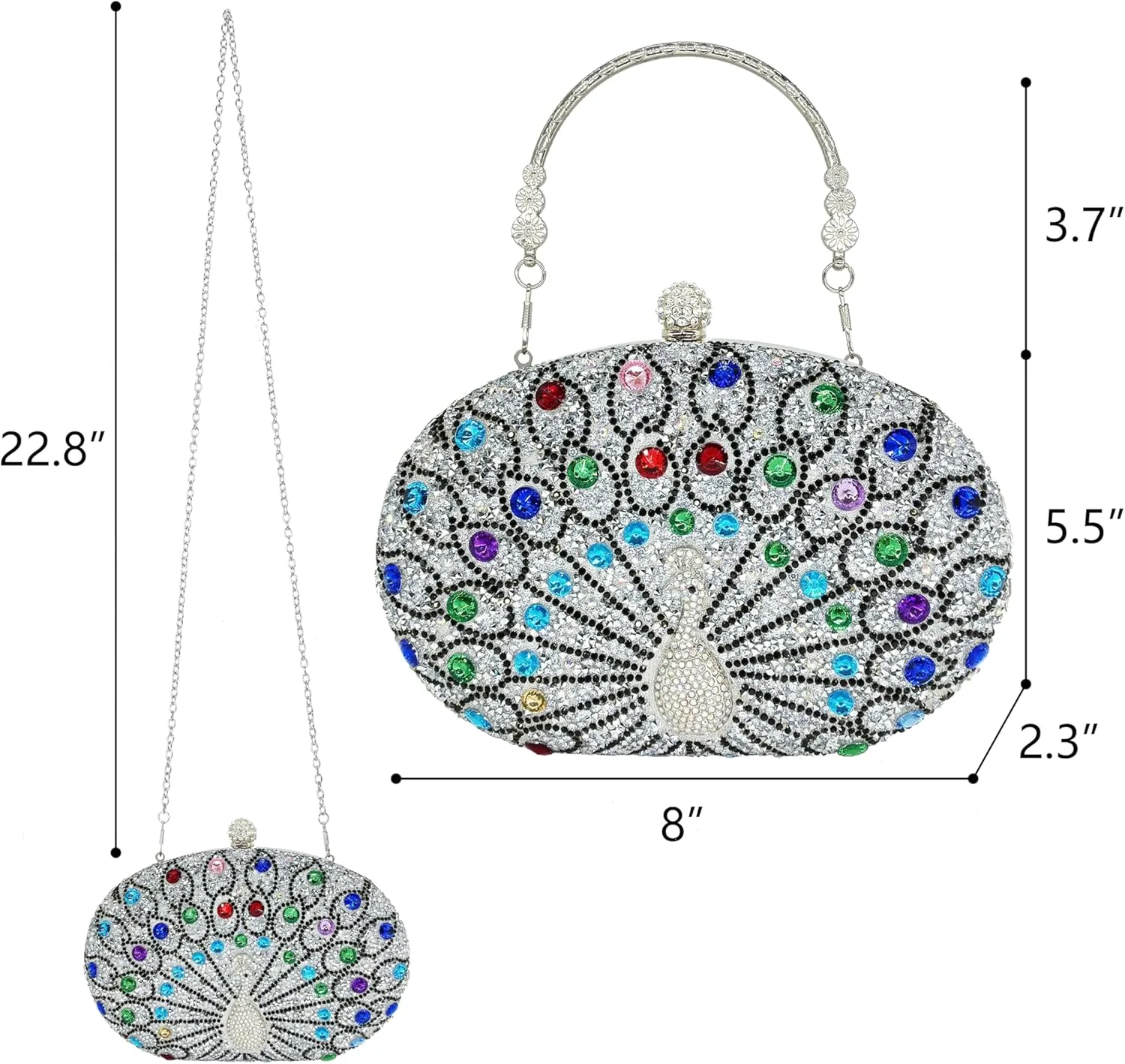 Rhinestone Clutch Purses for Women Evening Wedding Formal - Round Pearl Clasp Handbag - Crystal Diamond Bag