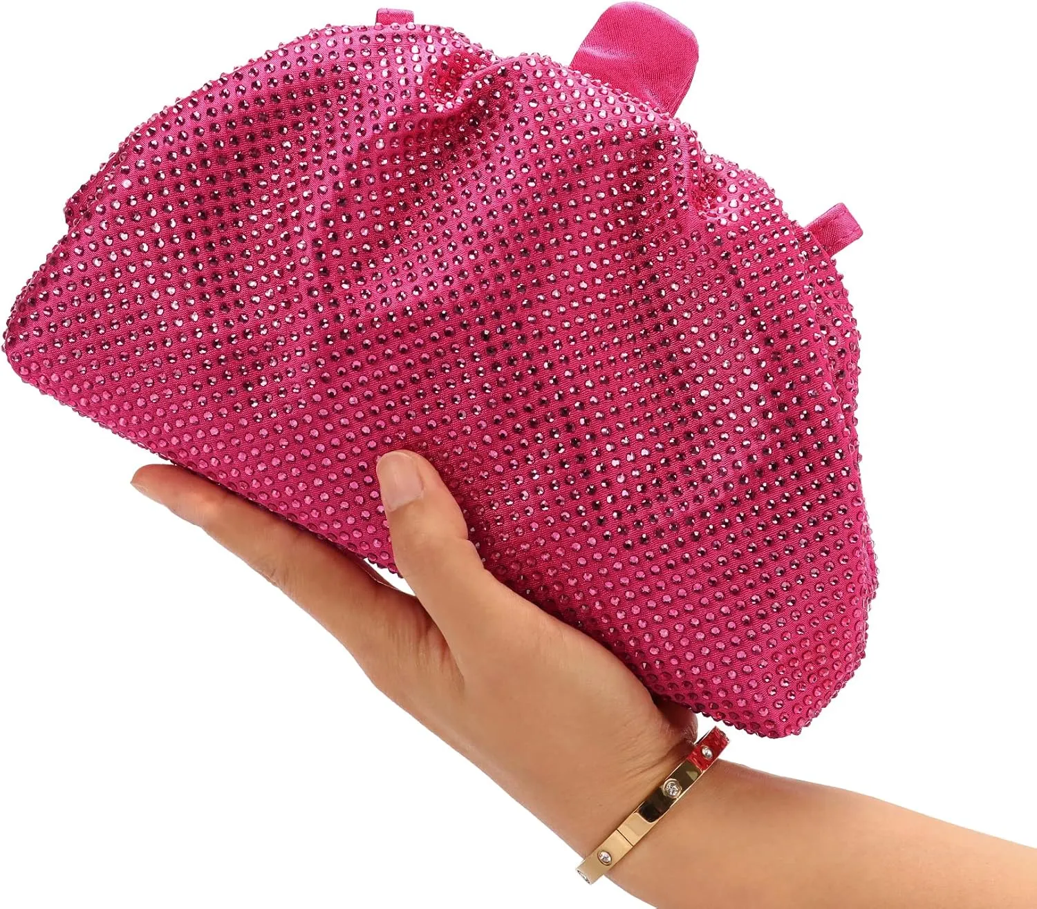Rhinestone Purse Crystal Frame Clutch Bag Party Pleated Women Clutch Handbag
