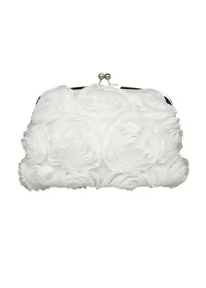 Ribbon Rose Silver Trim Clutch