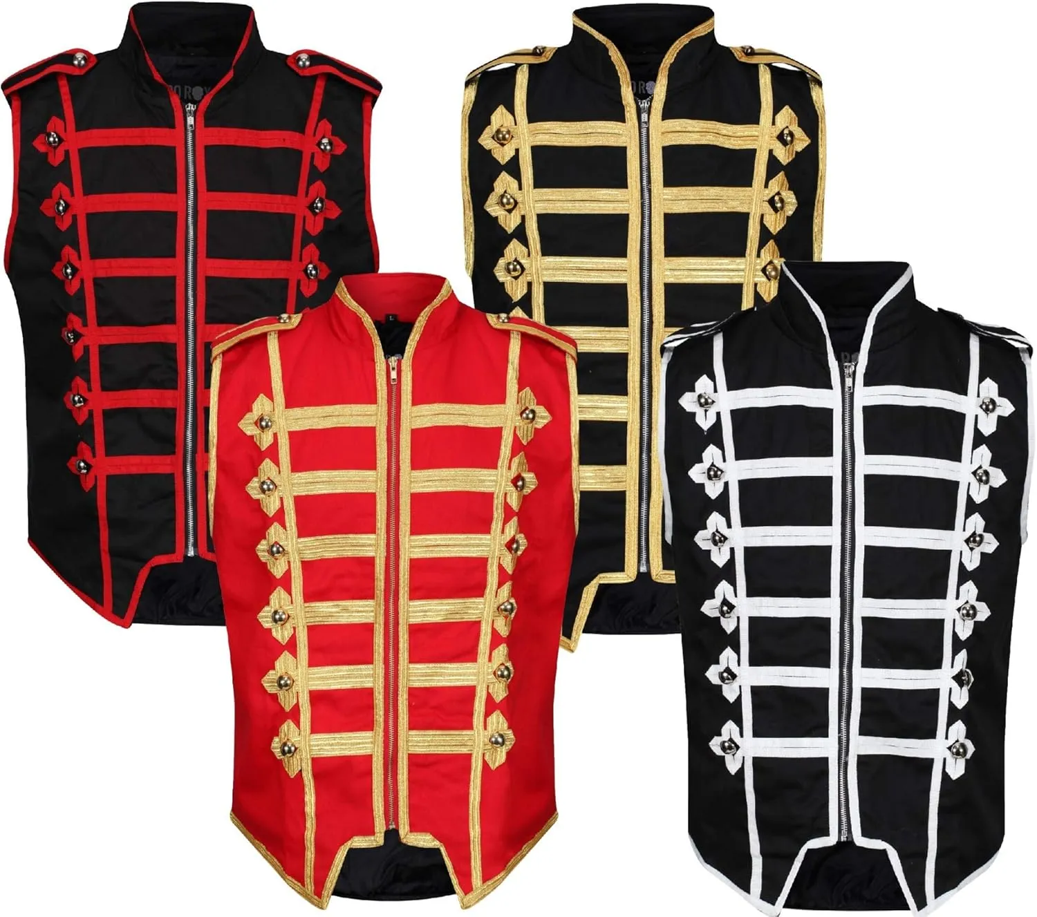 Ro Rox Sleeveless Marching Band Drummer Parade Military Jacket, Lightweight Vest for Stage Performances, Steampunk Parties