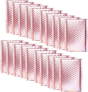 Rolin Roly 6x8 inches Bubble Mailer Large Rose Gold Metallic Bubble Mailers Waterproof Poly Bags Self Seal Padded Shipping Envelopes Pack of 20