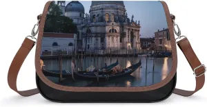 Roman Catholic Santa Maria Salute Venice Italy Crossbody Bags for Women PU Leather Tote Bag Purse Shoulder Bag for Travel Office