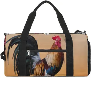Rooster Sunrise Gym Bag for Men Women Travel Duffle Bags with Shoes Compartment Swim Dance Yoga