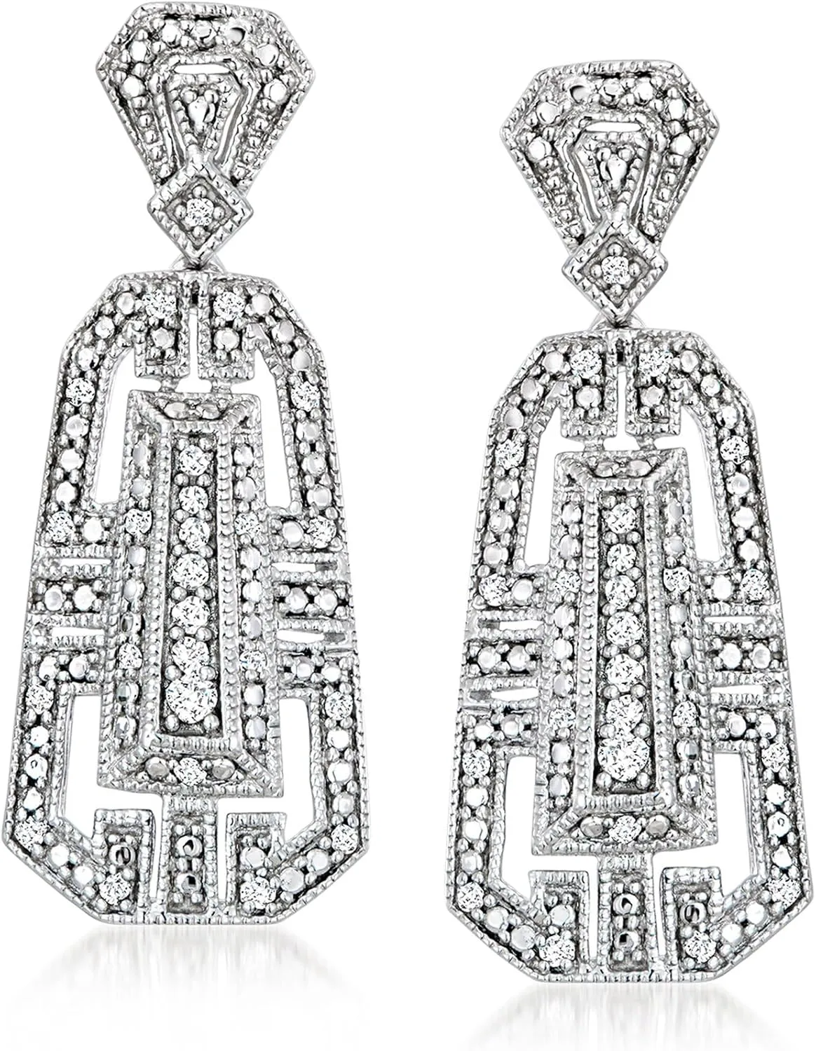 Ross-Simons 0.25 ct. t.w. Diamond Vintage-Style Drop Earrings in Sterling Silver