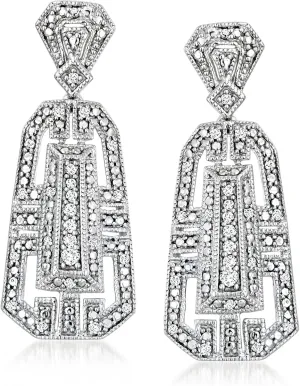 Ross-Simons 0.25 ct. t.w. Diamond Vintage-Style Drop Earrings in Sterling Silver