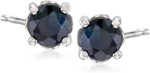 Ross-Simons 1.10 ct. t.w. Round Sapphire Stud Earrings in Sterling Silver