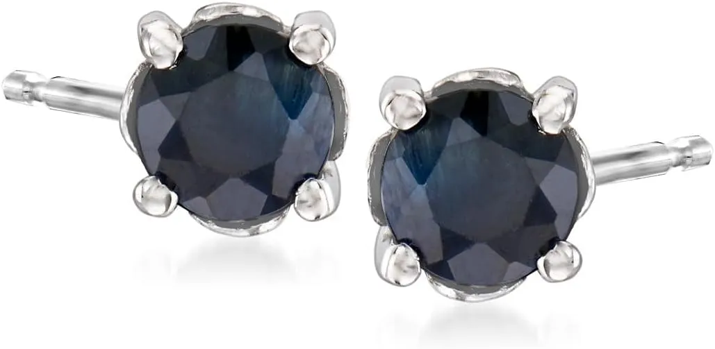 Ross-Simons 1.10 ct. t.w. Round Sapphire Stud Earrings in Sterling Silver
