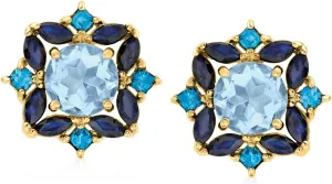 Ross-Simons 3.10 ct. t.w. Sky Blue Topaz and 2.00 ct. t.w. Sapphire Earrings in 18kt Gold Over Sterling