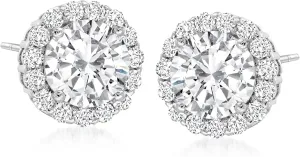 Ross-Simons 3.60 ct. t.w. CZ Halo Stud Earrings in Sterling Silver