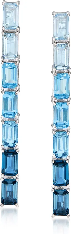 Ross-Simons 4.00 ct. t.w. Sky, Swiss and London Blue Topaz Ombre Drop Earrings in Sterling Silver