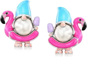 Ross-Simons 8-8.5mm Cultured Pearl and Enamel Gnome Earrings