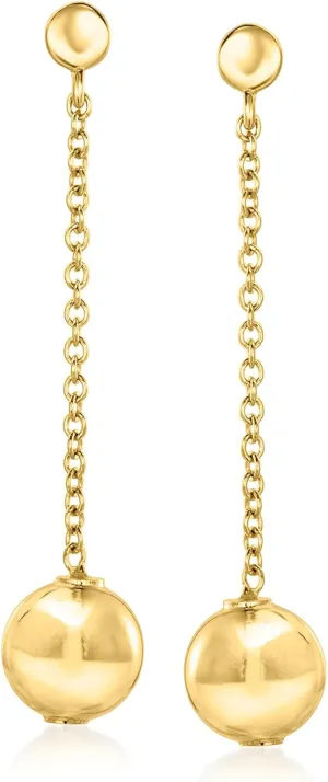 Ross-Simons Italian 18kt Gold Over Sterling Bead Drop Earrings