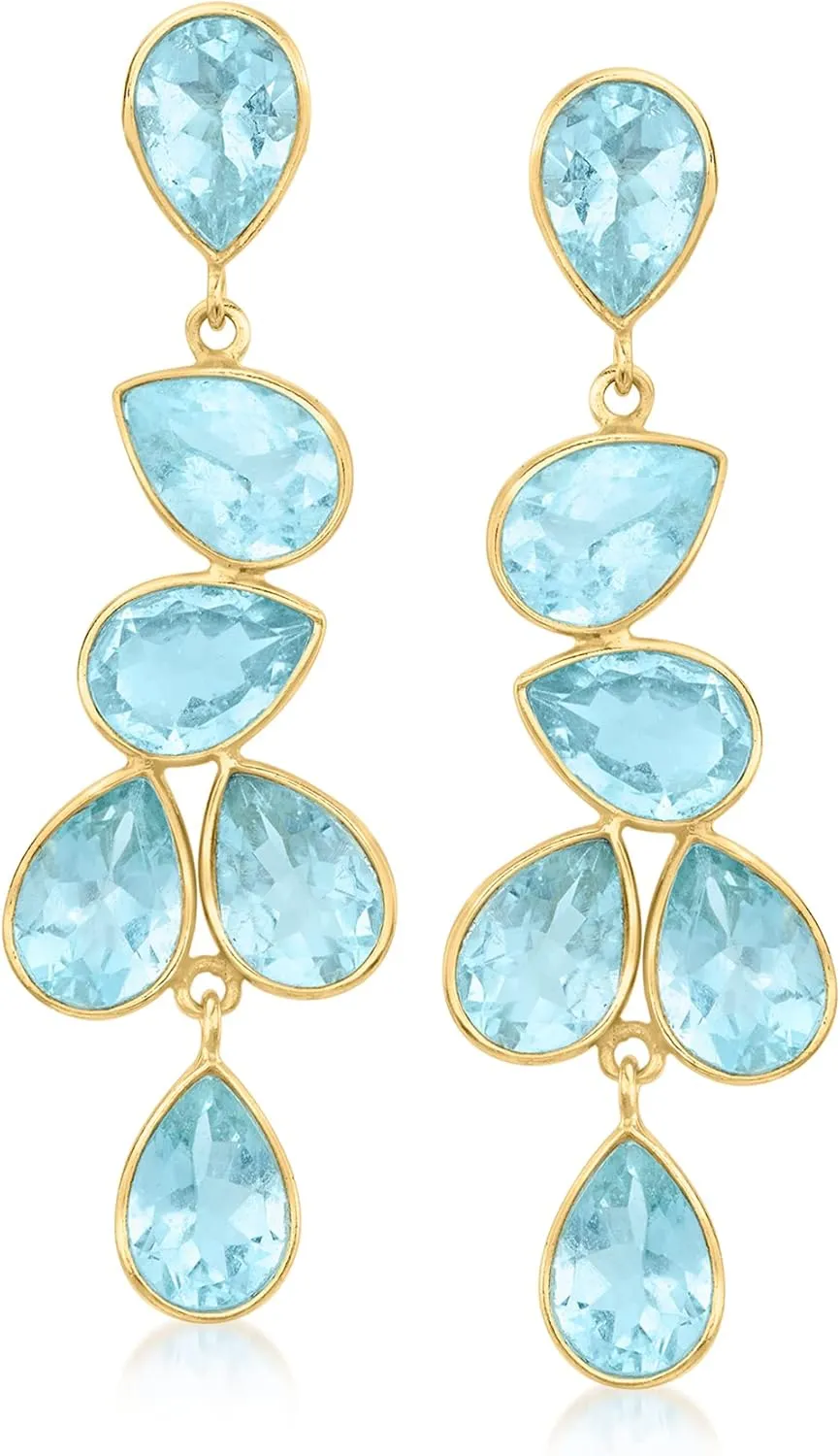 Ross-Simons Multi-Gemstone Drop Earrings in 18kt Gold Over Sterling