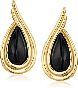 Ross-Simons Onyx Teardrop Earrings in 18kt Gold Over Sterling