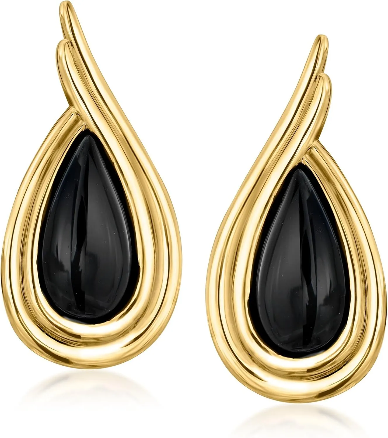 Ross-Simons Onyx Teardrop Earrings in 18kt Gold Over Sterling