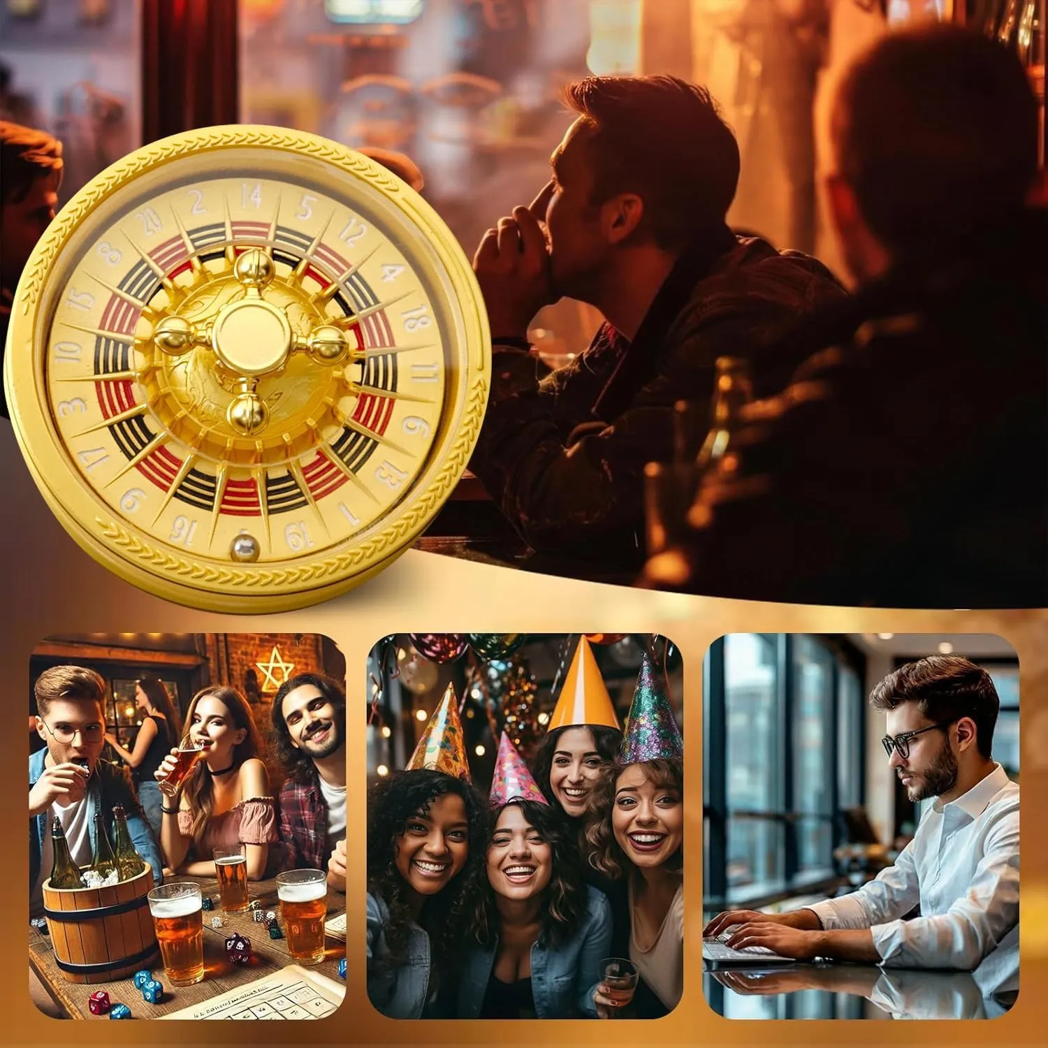 Roulette Dice Spinner, Spinner DND Dice Set,Metallic 20 Sided Dice with Gorgeous Gift Box for Dungeons and Dragons D&D and Table Game (Golden)