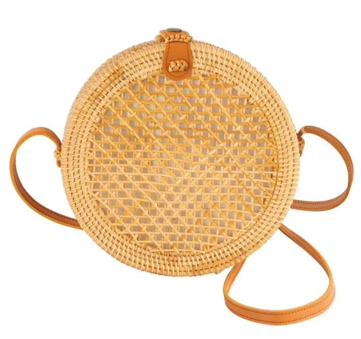 Round Beehive Rattan Crossbody