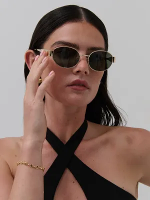 Round Metal Oval Sunglasses in Black