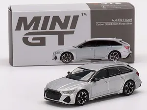 RS 6 Avant Carbon Black Edition Florett Silver Metallic Ltd Ed to 2400 pcs Worldwide 1/64 Diecast Model Car by True Scale Miniatures MGT00372