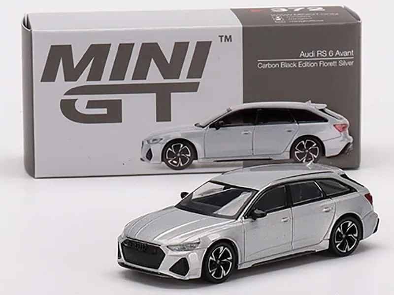 RS 6 Avant Carbon Black Edition Florett Silver Metallic Ltd Ed to 2400 pcs Worldwide 1/64 Diecast Model Car by True Scale Miniatures MGT00372