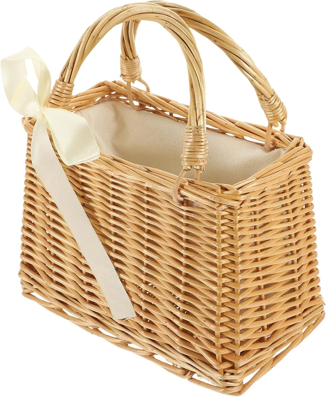Rural Style Hand Basket Hand-woven Flower Holder Dark Wicker Decorative Purse