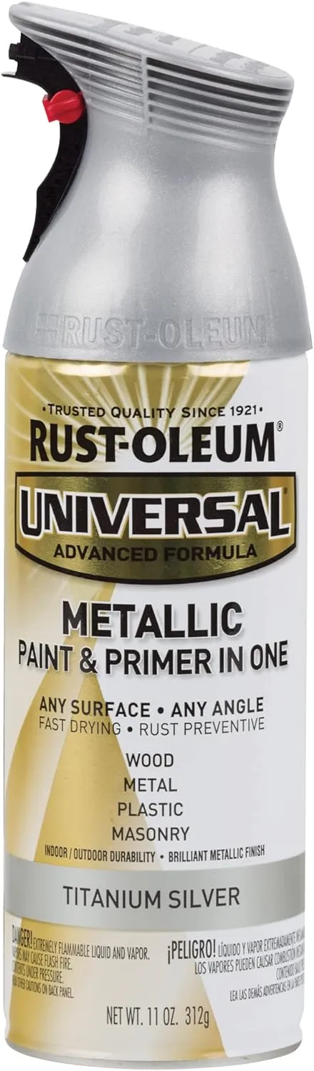 Rust-Oleum 245220-6PK Universal All Surface Metallic Spray Paint, 11 oz, Titanium Silver, 6 Pack
