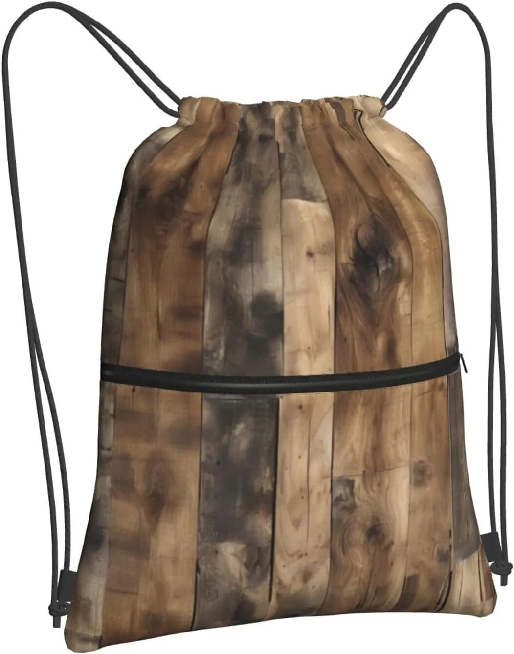 Rustic Wood Plank Drawstring Backpack String Cinch Bag For Fitness Workout, Daily Commute, Travel