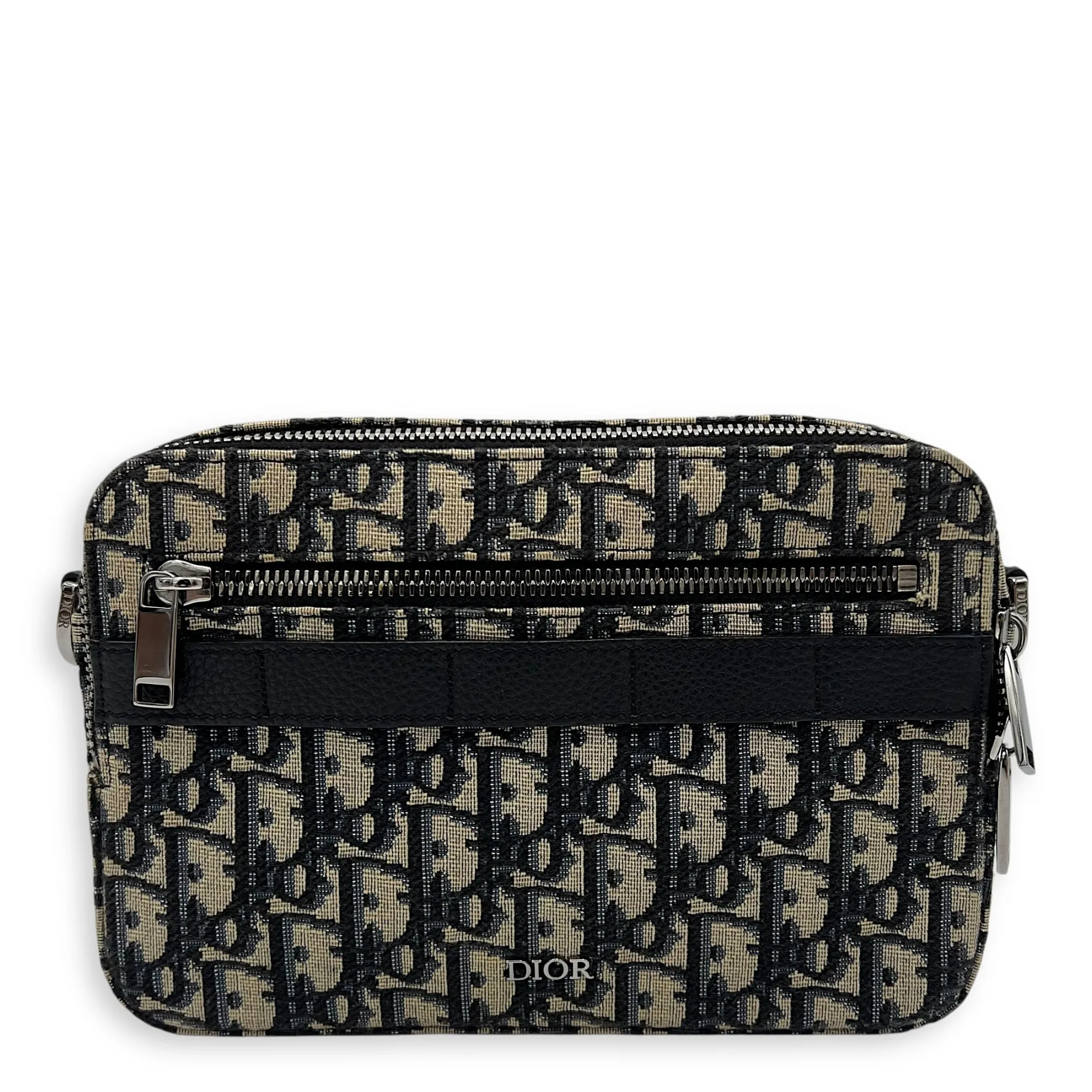 Safari Blue Crossbody Bag in Jacquard, Silver hardware