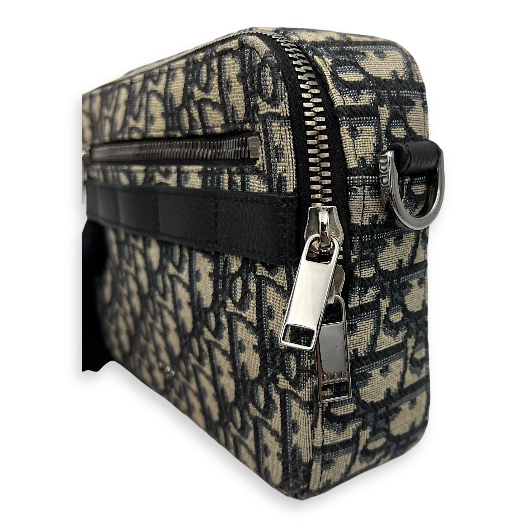 Safari Blue Crossbody Bag in Jacquard, Silver hardware