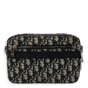 Safari Blue Crossbody Bag in Jacquard, Silver hardware