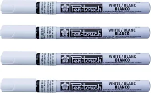 Sakura Pen-Touch paint marker 0.7 mm, permanent ink Extra fine point white color, Pack of 4